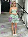 Green Tulle Sequins Tiers Homecoming Dress