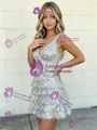Silver V-neck Sequins Homecoming Dress