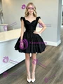 Black Straps Pleats Homecoming Dress