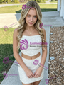 Beige White Two Piece Sequins Homecoming Dress
