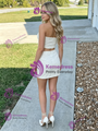 Beige White Two Piece Sequins Homecoming Dress