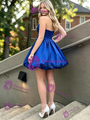 Royal Blue Satin Strapless Pleats Homecoming Dress