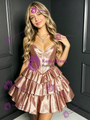 Pink Satin Strapless Homecoming Dress