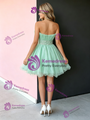 Green Tulle Strapless Beading Homecoming Dress