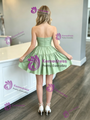Green Satin Strapless Pleats Homecoming Dress