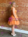 Orange Tulle Straps Homecoming Dress