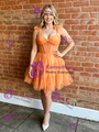Orange Tulle Straps Homecoming Dress