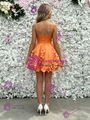 Orange Tulle Straps Flower Homecoming Dress