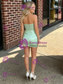 Green Satin Strapless Homecoming Dress