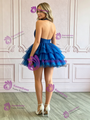 Blue Tulle V-neck Pleats Homecoming Dress