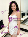 White Strapless Lace Appliques Homecoming Dress