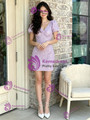 Purple V-neck Puff Sleeve Homecoming Dress