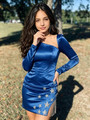Long Sleeve Beading Homecoming Dress