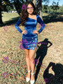 Long Sleeve Beading Homecoming Dress
