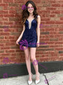 Navy Blue Sequins Straps Homecoming Dress