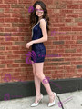 Navy Blue Sequins Straps Homecoming Dress