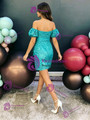 Blue Off the Shoulder Appliques Homecoming Dress