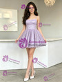 Purple Tulle Spaghetti Straps Homecoming Dress