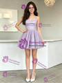 Purple Tulle Spaghetti Straps Homecoming Dress