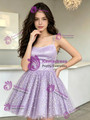 Purple Tulle Spaghetti Straps Homecoming Dress