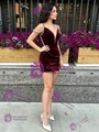 Burgundy Velvet Beading Straps Homecoming Dress
