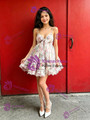 Spaghetti STraps Tulle Pleats Print Homecoming Dress