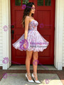 Purple Tulle Print Homecoming Dress