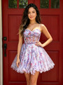 Purple Tulle Print Homecoming Dress