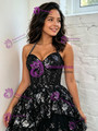 Black Sequins Spaghetti Straps Homecoming Dress
