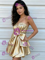 Gold Strapless Bow Homecoming Dress