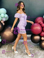 Purple Puff Sleeve Appliques Homecoming Dress