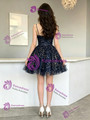 Navy Blue Tulle Straps Homecoming Dress