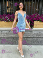 Blue Velvet Straps Beading Homecoming Dress
