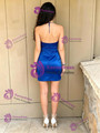 Royal Blue Satin Halter Homecoming Dress