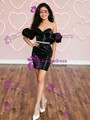 Black Off the Shoulder Pleats Homecoming Dress