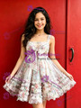 Pink Tulle Print Straps Homecoming Dress