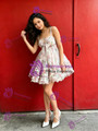 Pink Tulle Print Straps Homecoming Dress