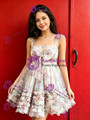 Pink Tulle Print Straps Homecoming Dress