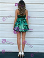 Green Strapless Bow Homecoming Dress