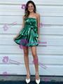 Green Strapless Bow Homecoming Dress
