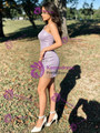 Purple One Shoulder Beading Homecoming Dress