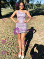 Purple One Shoulder Beading Homecoming Dress