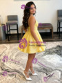 Yellow Sequins Spaghetti Straps Homecoming Dress