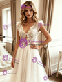 White Tulle Lace Backless Wedding Dress