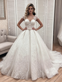 White Tulle Lace Cap Sleeve Wedding Dress