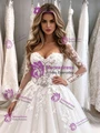 White Tulle Long Sleeve Appliques Wedding Dress