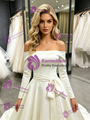 Ivory Satin Long Sleeve Wedding Dress