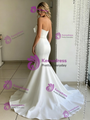 White Mermaid Satin Strapless Wedding Dress