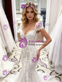 White Mermaid Lace Cap Sleeve Wedding Dress