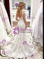 White Mermaid Lace Cap Sleeve Wedding Dress